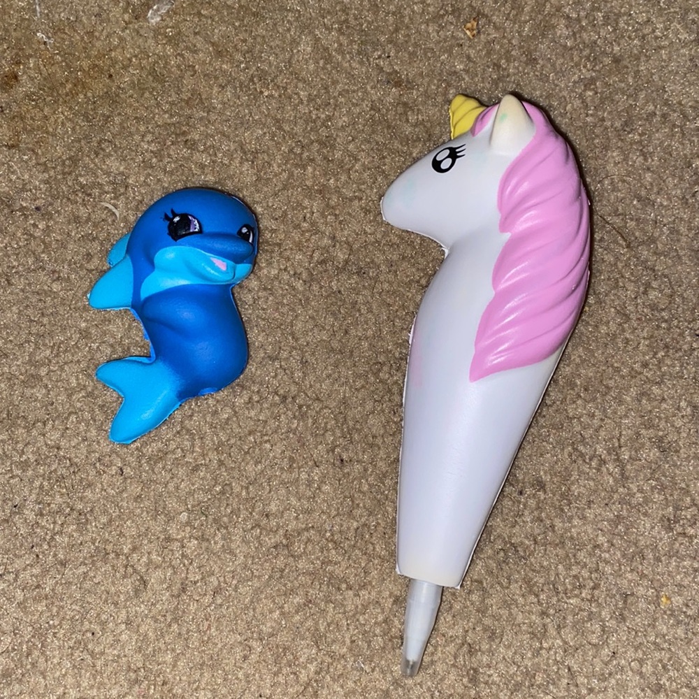 Two squishy pen toppers